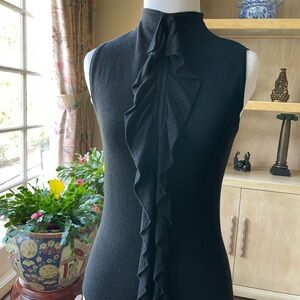 Elegant Black Sleeveless Top with Ruffle Detail